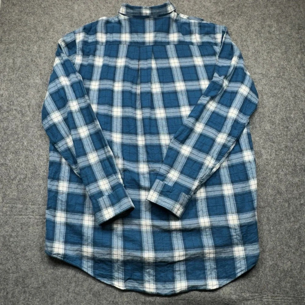 Cabela's‎ Men's XLT Blue Plaid Flannel Shirt Long Sleeve Button‑Down #906217